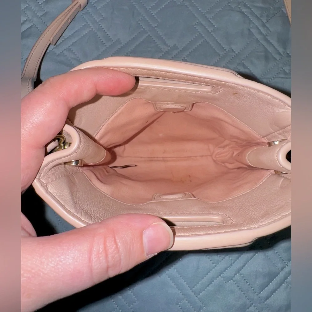 Maje Fringed Pale Pink Croc-Embossed Women's Mini Bag - Picture 6 of 7